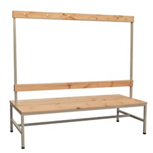 Banca de madera doble con perchero 150 cm