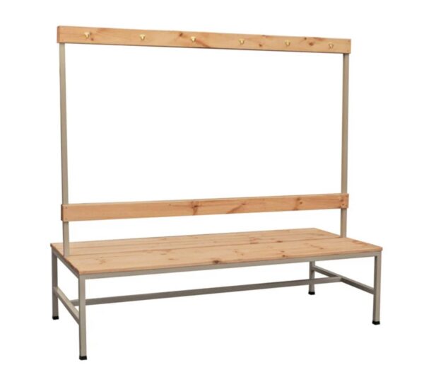 Banca de madera doble con perchero 150 cm